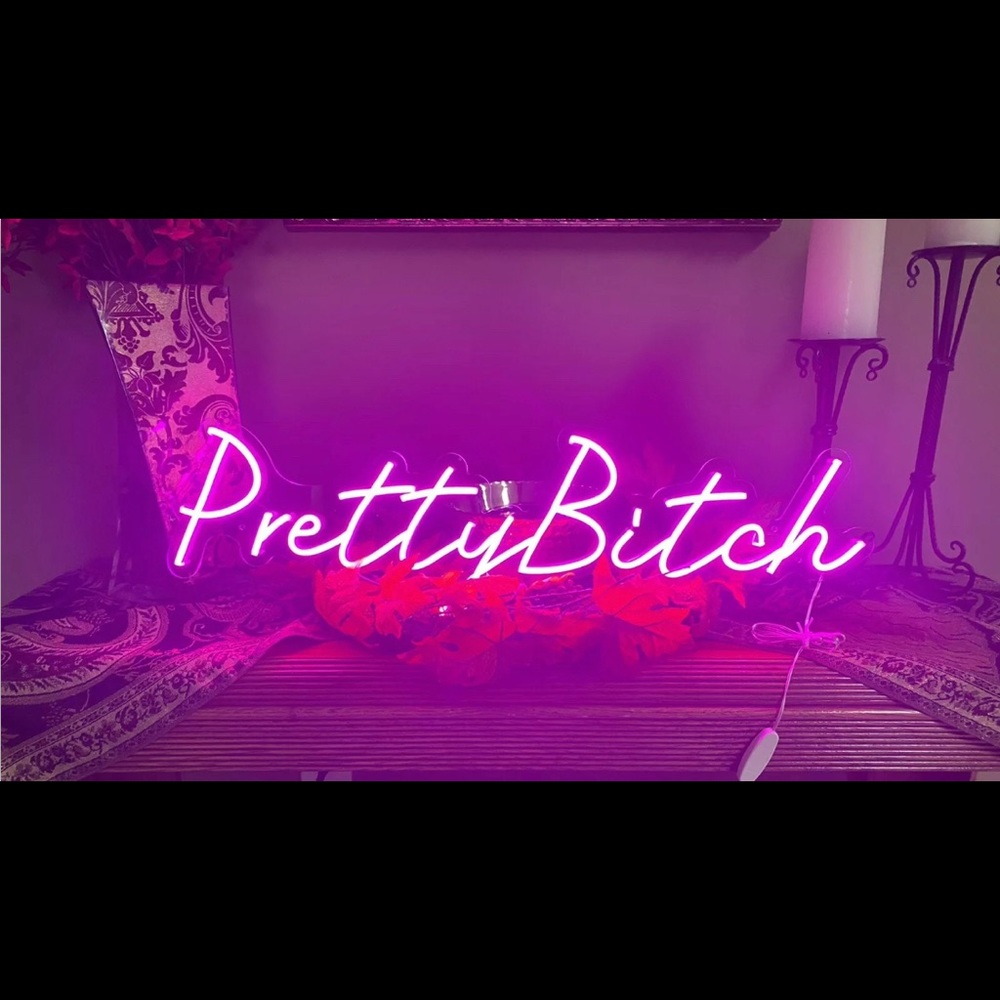 Brand New LED NEON PINK CUSTOM SIGN “Pretty Btch” 7x4x4in